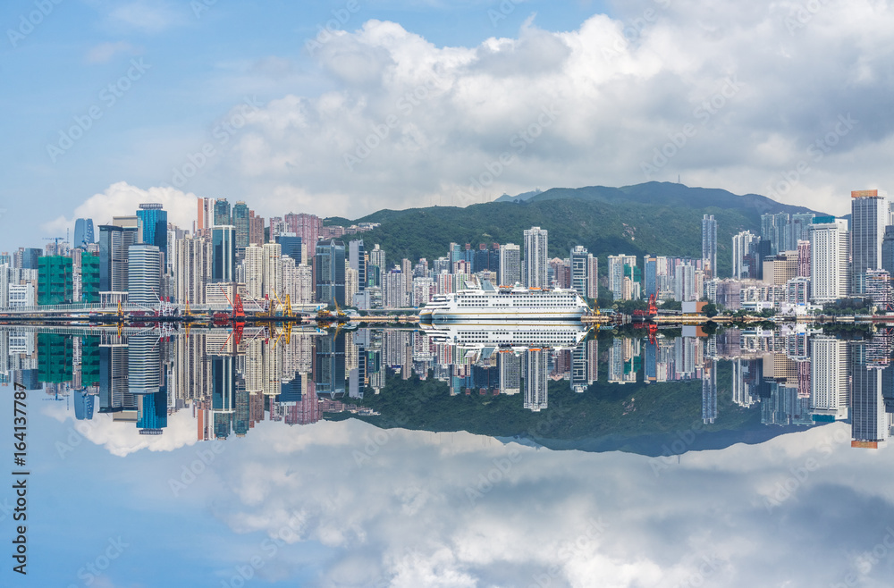 Obraz premium panoramic view of victoria harbor in Hong Kong,China.