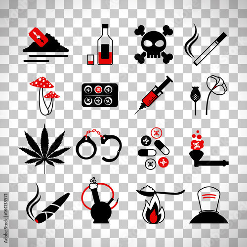 Drugs and alcohol addiction icons