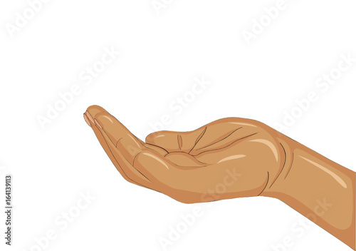 Gesture open palm. Hand gives or receives. Vector 