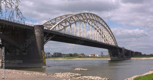 Waalbrug, an arch bridge over the Waal River at Nijmegen. NIJMEGEN, THE NETHERLANDS  APRIL 2017 photo