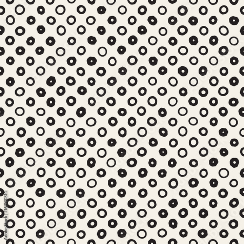 Hand drawn black and white ink abstract seamless pattern. Vector stylish grunge texture. Monochrome scattered shapes paint brush lines