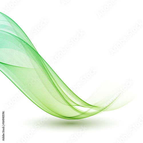 Abstract green ecology waves and lines soft background.