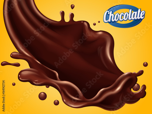 Splashing chocolate sauce
