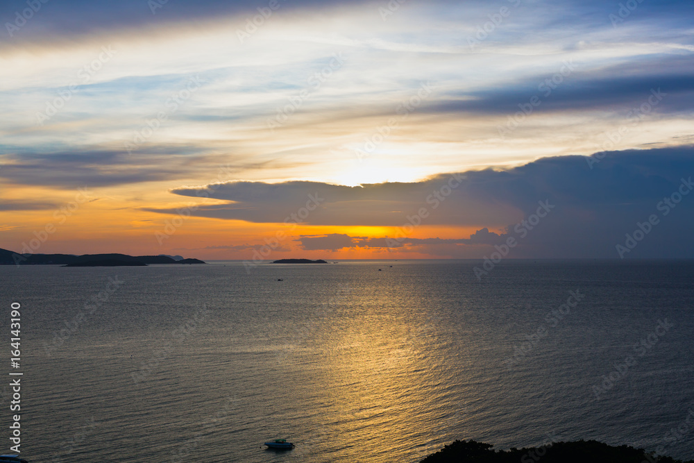 Beautiful sunset on sea  Gulf of Siam