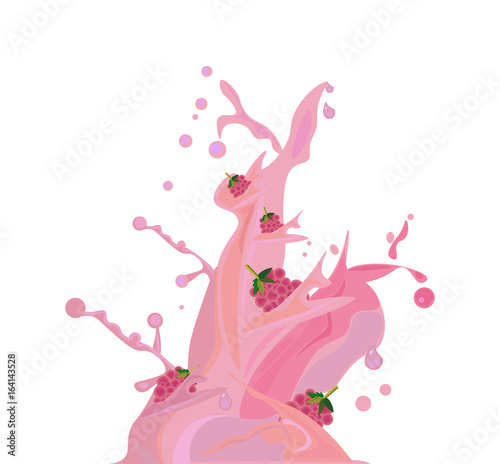 Fruits juice splash cocktail. Summer berry background