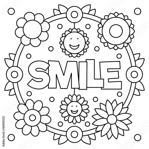 Smile. Coloring page. Vector illustration.