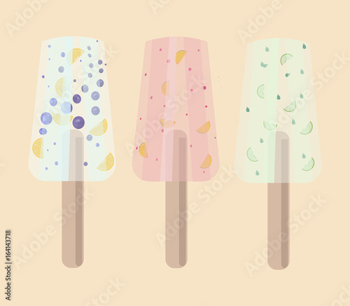 Ice cream candy sticks Vector illustration. Summer template banner