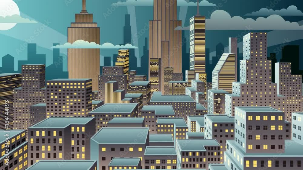 Cityscape Night Zoom



Zooming of animated city at night. 
