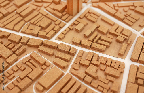 Fototapeta Naklejka Na Ścianę i Meble -  architecture small city model dummy made from cork.