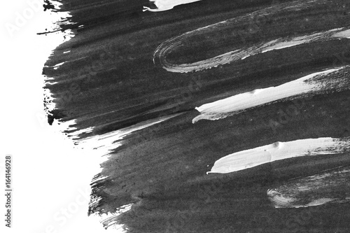 VERY hight resolution. Geometric graffiti abstract background. Wallpaper with oil canvas stroke effect. Black acrylic paint stroke texture on white paper. Scattered art. Macro image. Hand made grunge.