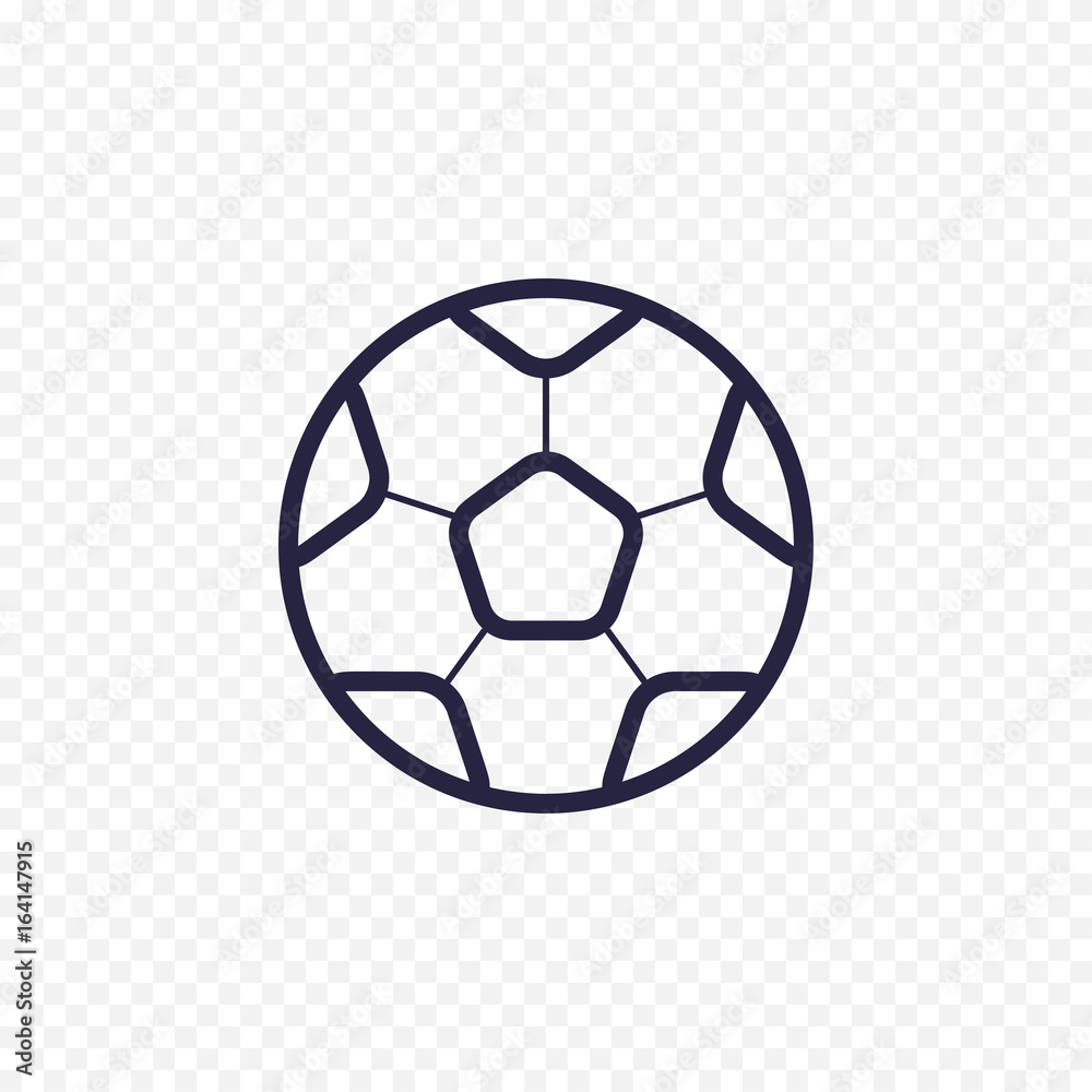 Fototapeta premium Piłka nożna prosta linia ikona. Mecz piłki nożnej cienkie znaki liniowe. Zarys prostej koncepcji sportu dla stron internetowych, infografiki, aplikacji mobilnych.