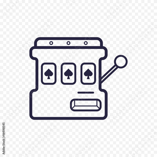 Slot mashine simple line icon. One arm bandit thin linear signs. Outline casino game simple concept for websites, infographic, mobile applications.