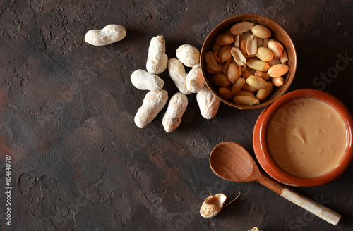 Homemade cream of peanut on table of stone © expressiovisual