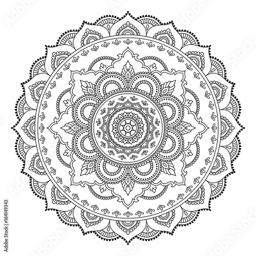 Circular pattern in the form of a mandala. Henna tatoo mandala. Mehndi style. Decorative pattern in oriental style. Coloring book page.