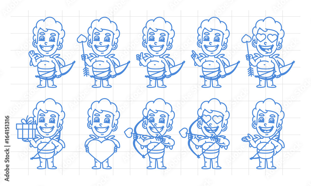 Character set cupid in various versions scribble part 1 Character set cupid in various versions scribble part 1