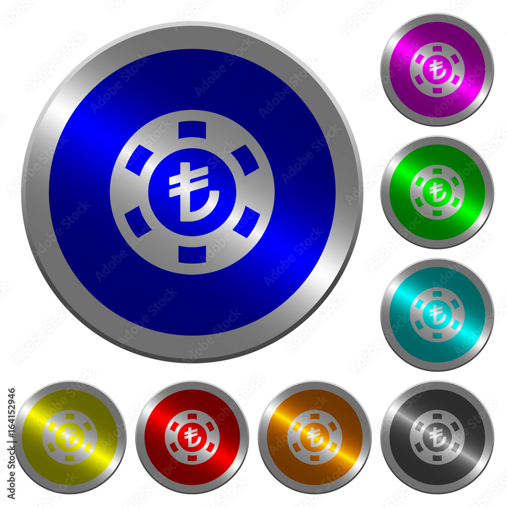 Turkish Lira casino chip luminous coin-like round color buttons Turkish Lira casino chip luminous coin-like round color buttons