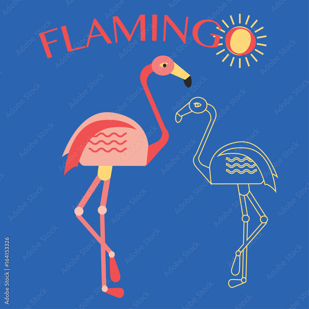 Obraz premium Stylish flat design flamingo Icon.