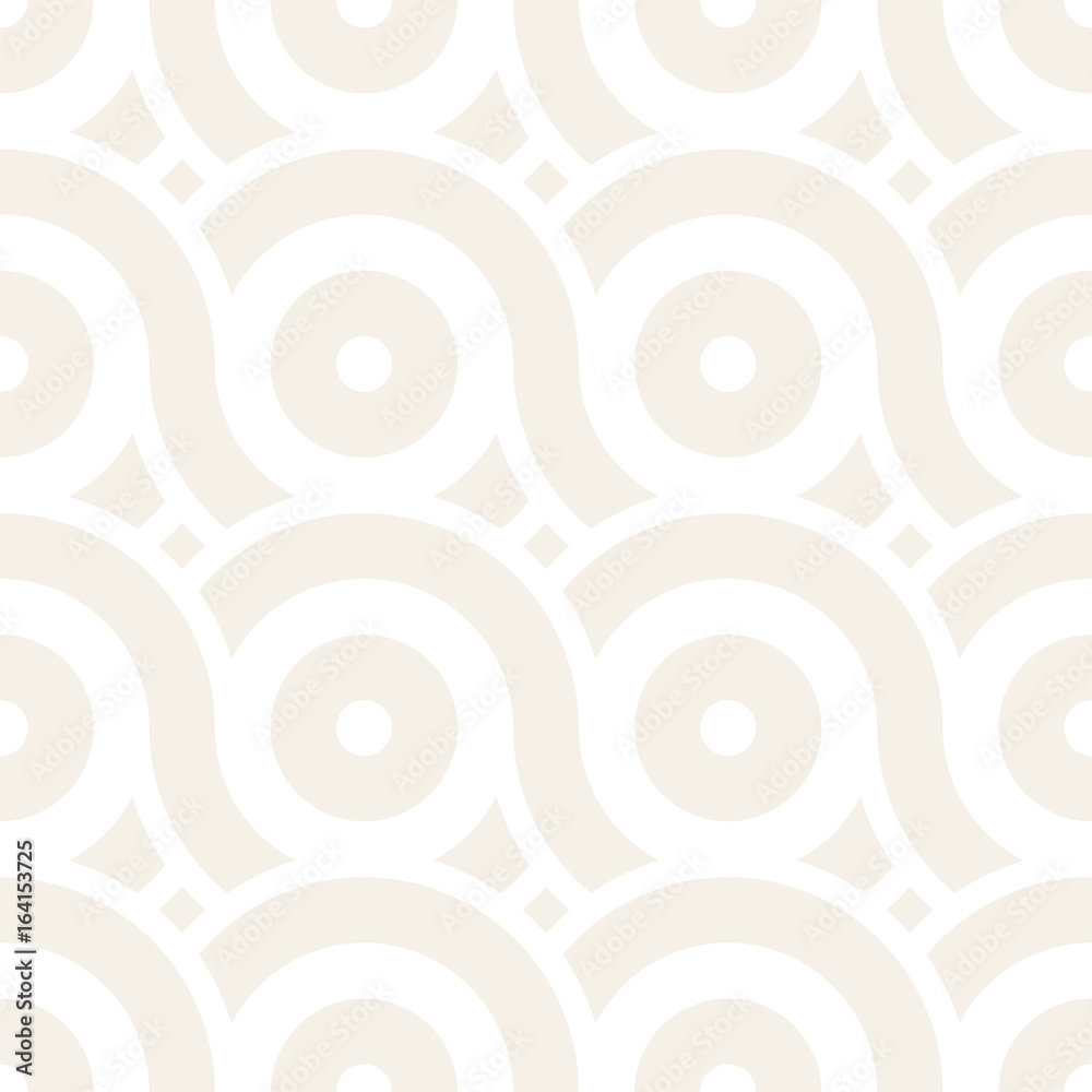 Fototapeta premium Vector seamless geometric pattern composed with circles and lines. Modern stylish rounded stripes texture. Repeating abstract background