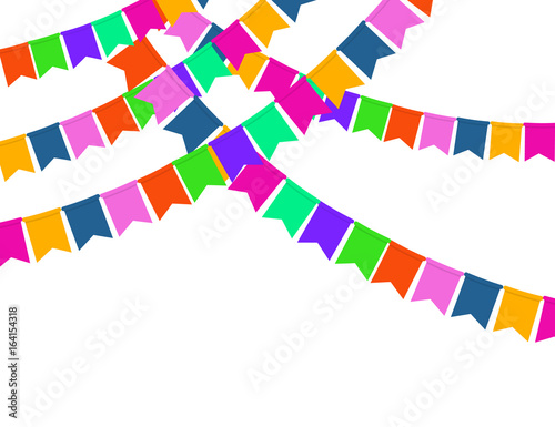 Garland of color Party flags Isolated on White background.
