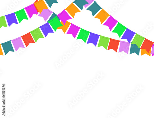 Garland of color Party flags Isolated on White background.