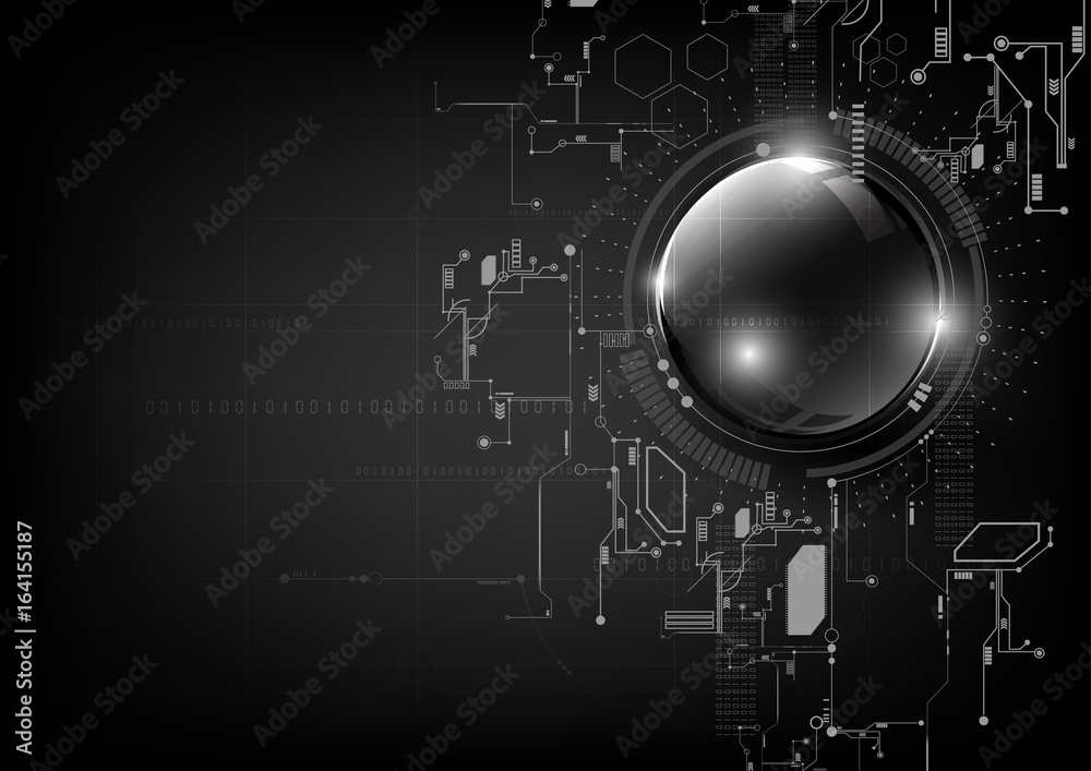 Obraz premium Technological global communication circuit modern sphere abstract background vector