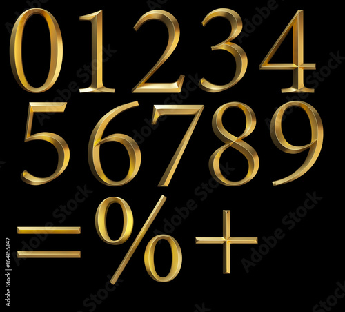 Картината върху платно gold beveled 3d numbers on black