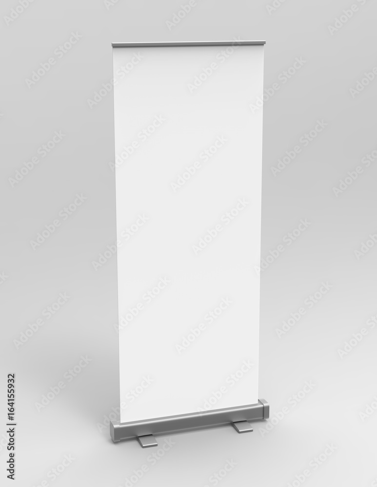 White blank empty high resolution Business Roll Up and Standee Banner display mock up Template for your Design Presentation. 3d render illustration. White blank empty high resolution Business Roll Up and Standee Banner display mock up Template for your Design Presentation. 3d render illustration.