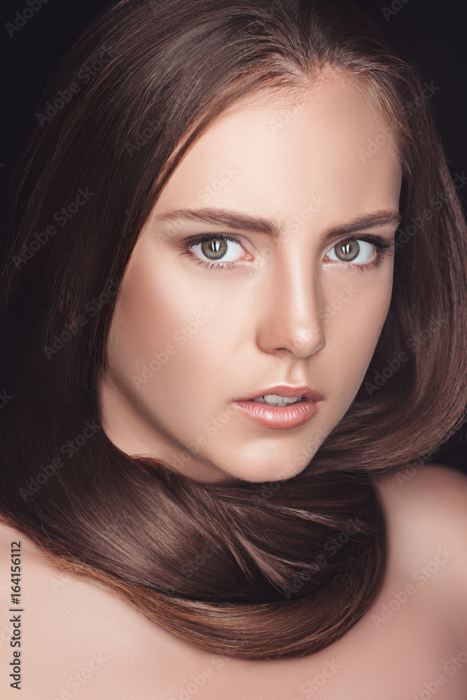 portrait of beautiful young caucasian woman with long hair portrait of beautiful young caucasian woman with long hair