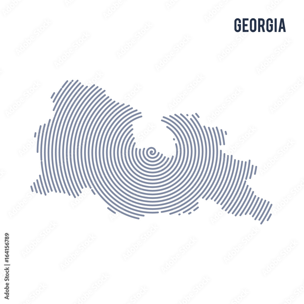 Vector abstract hatched map of Georgia with spiral lines isolated on a white background. Vector abstract hatched map of Georgia with spiral lines isolated on a white background.