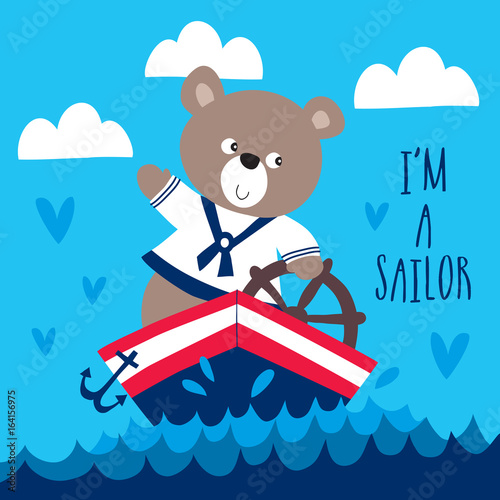 sailor teddy bear vector illustration
