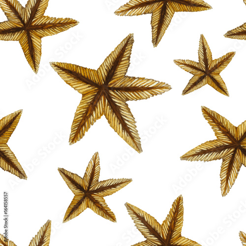 A watercolor painting of a sand color of a starfish petrified a class of invertebrates such as echinoderms on a white background a seamless background for printshop and design, a child's drawing