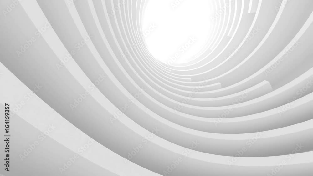 Abstract Geometric Shape Animation. Minimal Rotation Background. 3d Rendering of Engineering Concept. White Building Construction