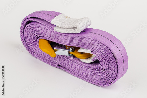 Car towing rope on a white background photo