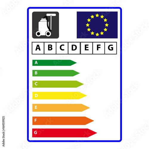 Energy efficience label for vacuum cleaner isolated on white background. Vector illustartion