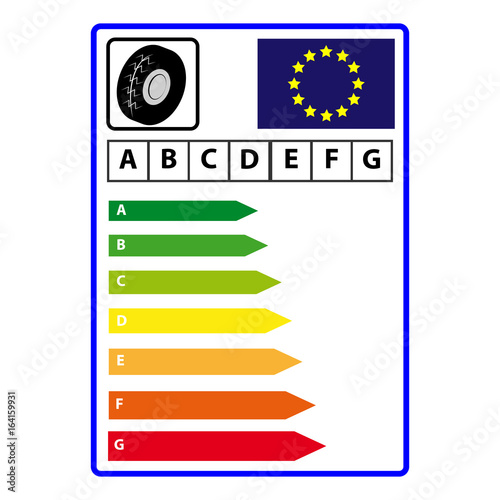 Energy efficience label for tire isolated on white background. Vector illustartion