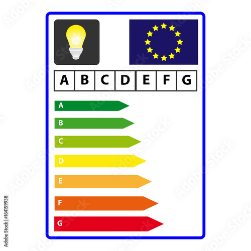 Energy efficience label for electrical appliances isolated on white background. Vector illustartion