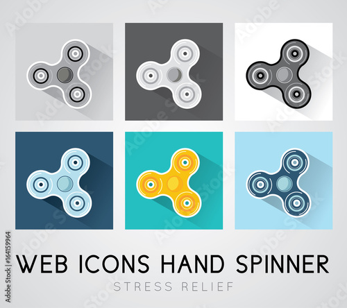 Set of flat design icons hand spinner. Stress Relief