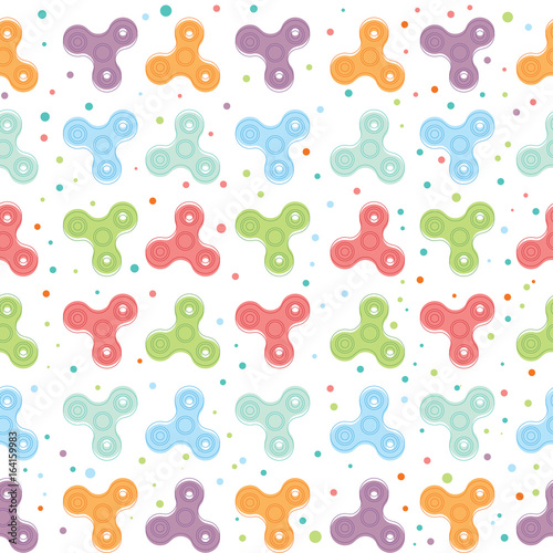 Hand spinners seamless pattern on white background