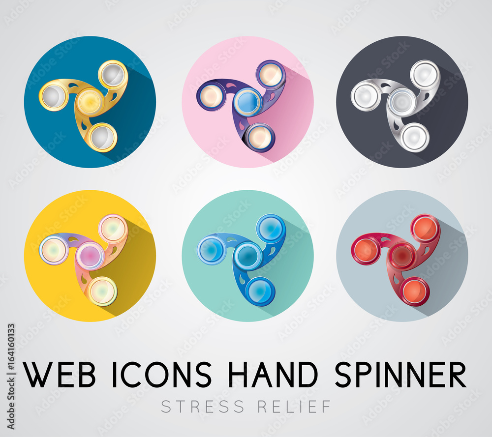 Set of flat design icons hand spinner. Stress Relief Set of flat design icons hand spinner. Stress Relief