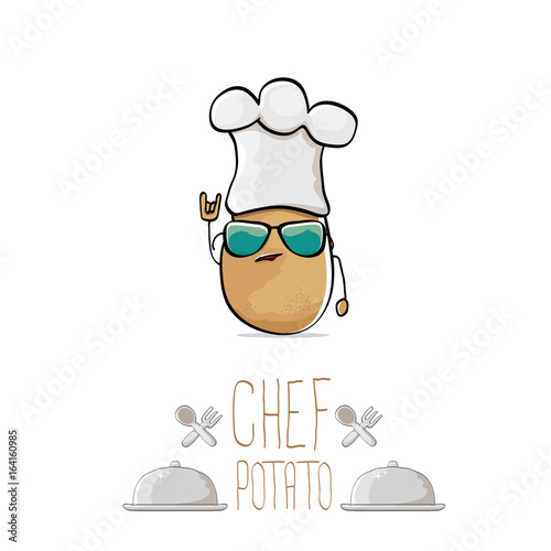 vector funny cartoon cute brown chef potato