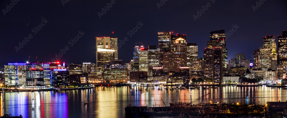 Boston skyline at night