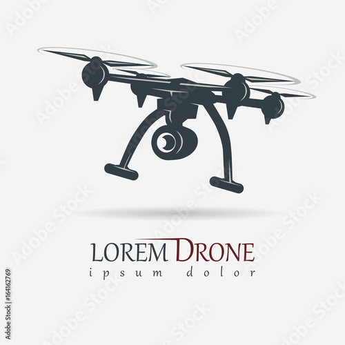 drone with action camera, quadrocopter vector