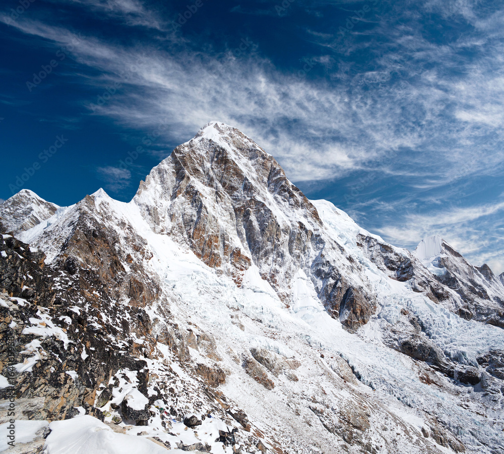 Panorama of Pumori Mount - view from Kala Patthar in Sagarmatha National Park, Nepal Himalaya