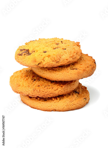 Oatmeal cookies with chocolate closeup.