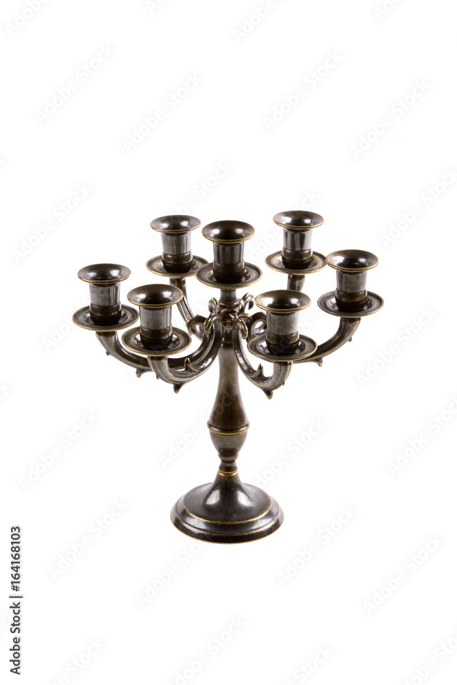 Bronze candle holder on a white background Bronze candle holder on a white background