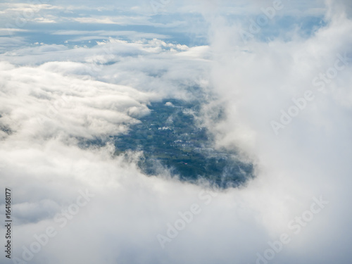 The blue sky with clouds, background.