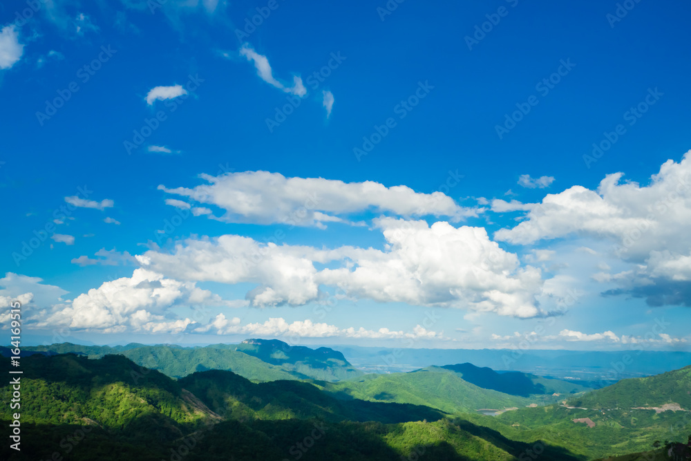 The blue sky with clouds, background.