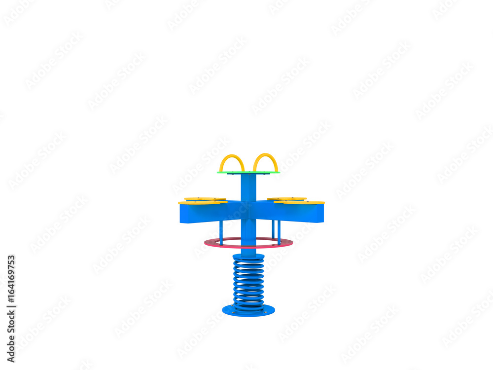 Playground children spring yellow yellow red 3d render on white background no shadow Playground children spring yellow yellow red 3d render on white background no shadow