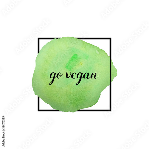 Go vegan motto. Vector illustration. Brush stroke in frame