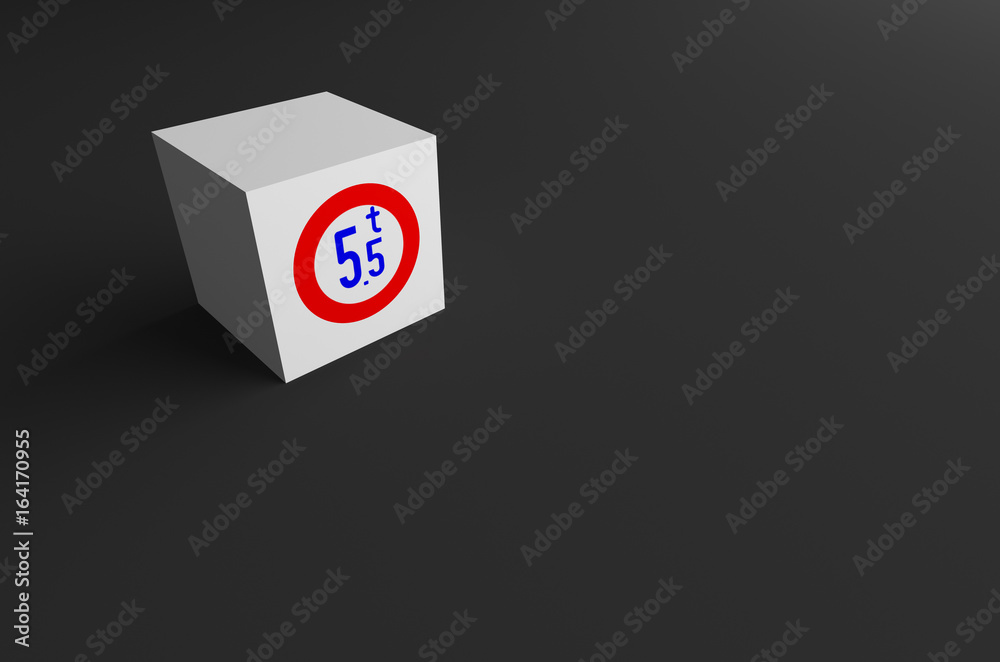 3D RENDERING OF ROAD SIGN ON WHITE CUBE WITH GREY BACKGROUND 3D RENDERING OF ROAD SIGN ON WHITE CUBE WITH GREY BACKGROUND